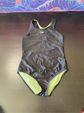 Speedo Black One-Piece Swimsuit with Lime Interior